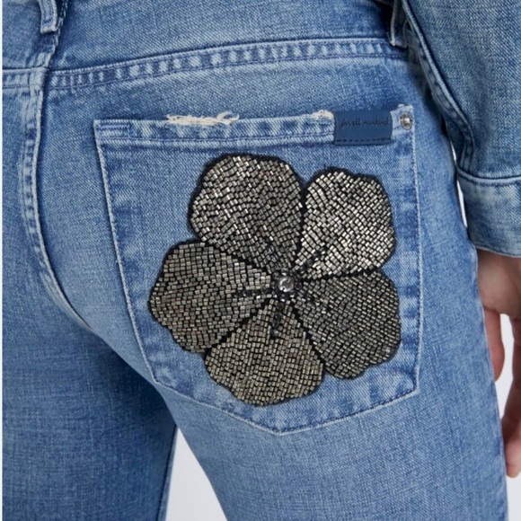 🖤NWT🖤 7 FOR ALL MANKIND Maribel Original Bootcut Beaded Flower - Picture 2 of 14